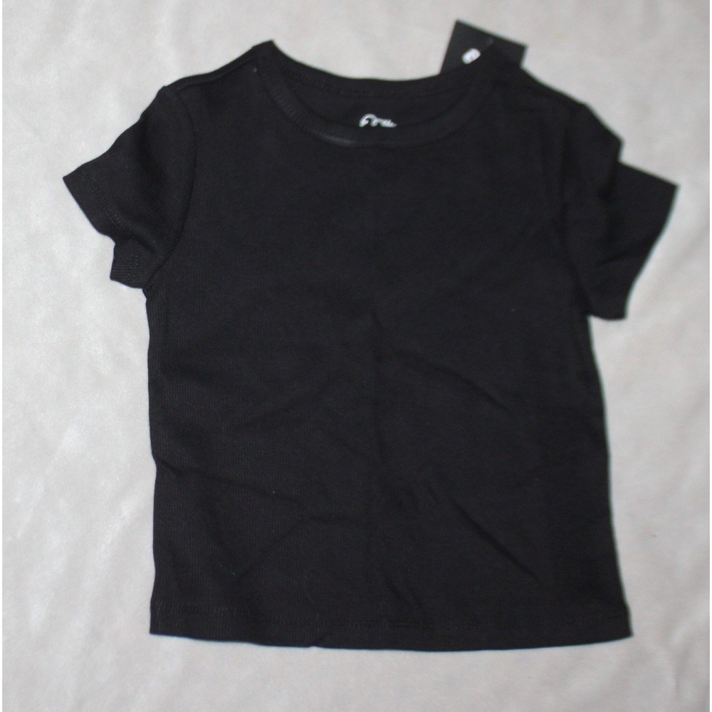 Art Class Girls Short Sleeve Ribbed T-shirt Black size S (6/7)
